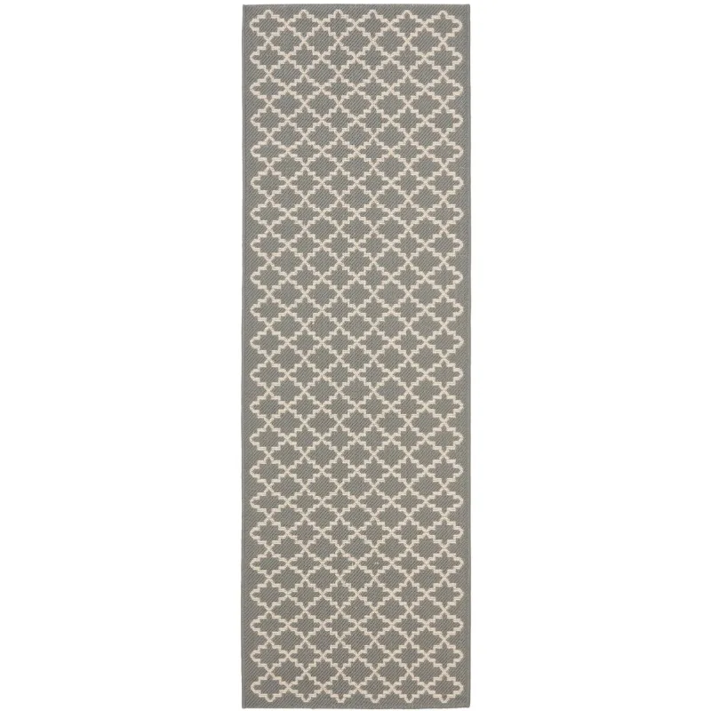 

Courtyard Hilbert Trellis Indoor/Outdoor Runner Rug, 2'3" x 14', Blue/Beige