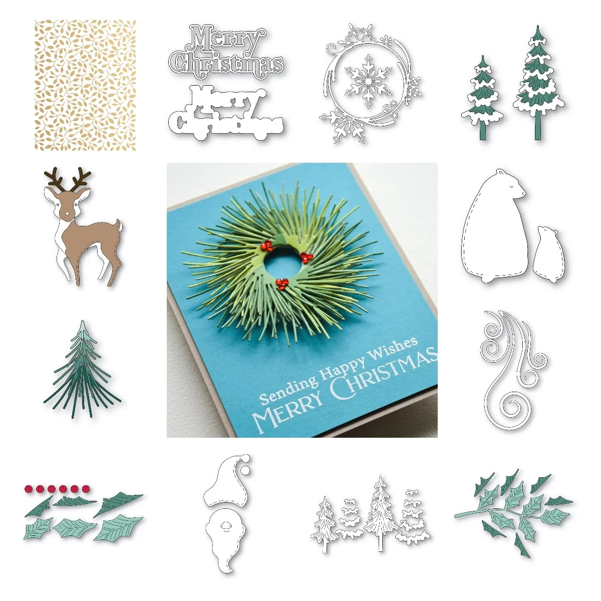 

Christmas Deer Tree Bear Metal Cutting Dies Hot Foil Stamps Diy Scrapbooking Craft Stencil Photo Template Decor 2022 New
