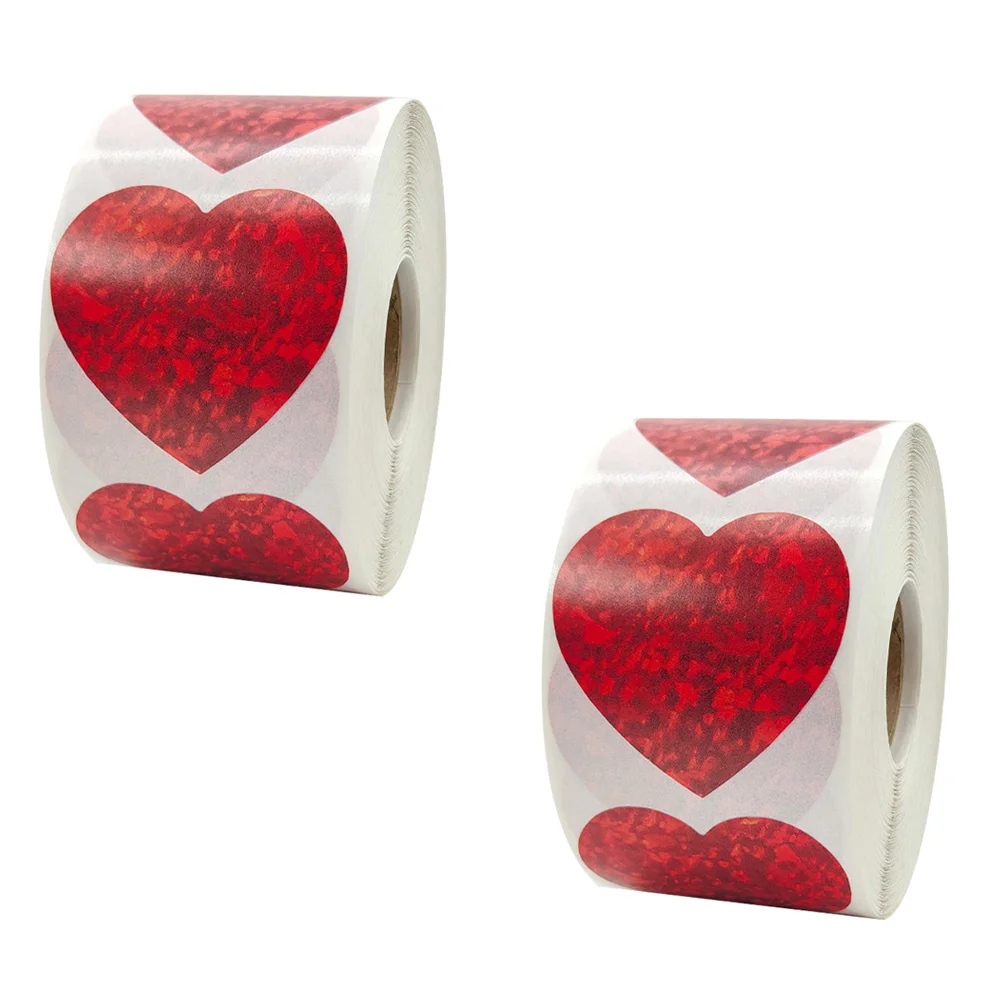 

2 Rolls Valentines Sealing Label Stickers Heart Stickers Heart Paper Stickers