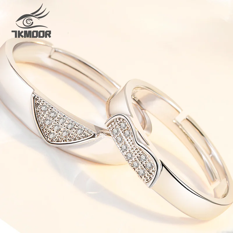 

2 Pieces/Set Silver Color Couple Rings Fashion Wedding Bride Bridegroom Jewelry Sun Moon Rings Anniversary for Best Friends