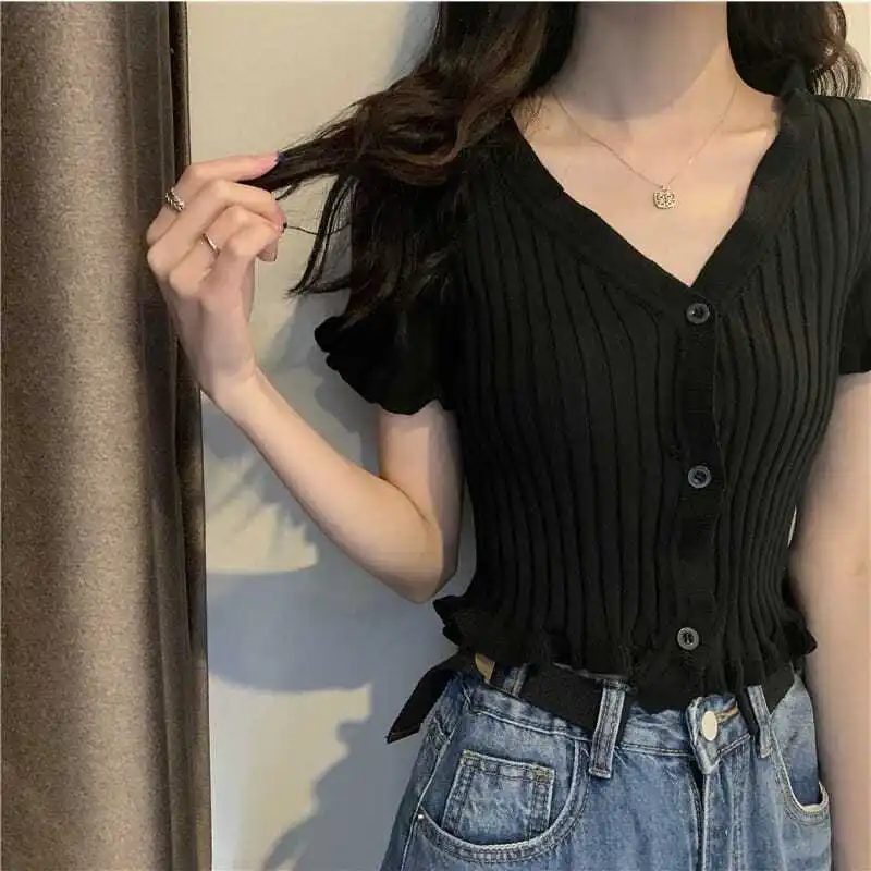 

Чистый милый нежный рукав в стиле конфетных девушек Универсальный Летний Тонкий стандартный женский короткий в Корейском стиле