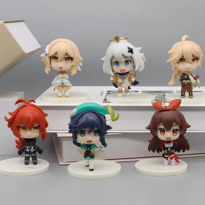 

Anime Genshin Impact Action Figure Toys for Children 6 Pcs/set Paimon Barbara Xiao Aether 8cm Desk Decor Dolls Gift Collectibles