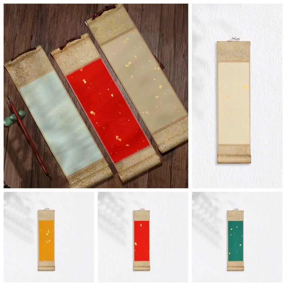 

Painting Drawing Paper Mini Batik Trumpet Scroll Blank Hanging Scroll Gilded Rice Paper Scroll Calligraphy Mounting Scroll
