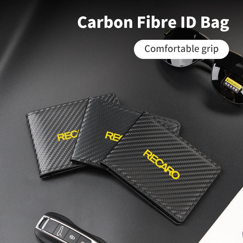 Кожаная сумка для удостоверения личности из углеродного волокна с логотипом