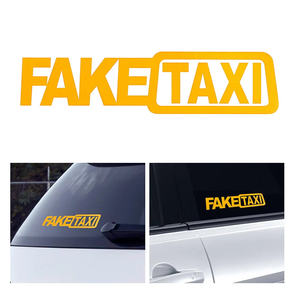 

Забавная поддельная наклейка на машину такси, наклейка FakeTaxi, наклейка с эмблемой, самоклеящаяся виниловая универсальная наклейка для BMW, Ford,...