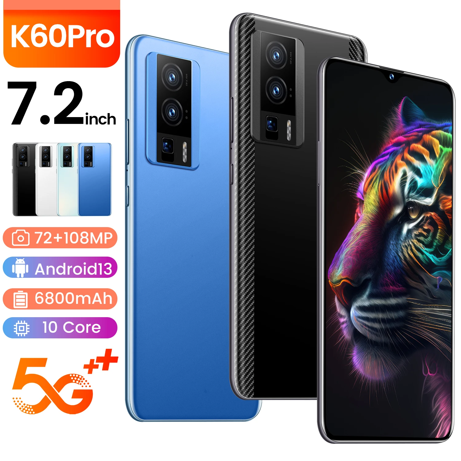 

Смартфон K60 Pro на Android, 7,2 дюйма, 16 + 1 тб, 6800 мп, мач