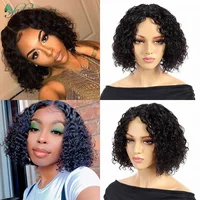 Short Bob Lace Front Closure Human Hair Deep Curly Wigs 100 Natural Brazilian Remy Hair  Prostheses for Women Clearance on Sale