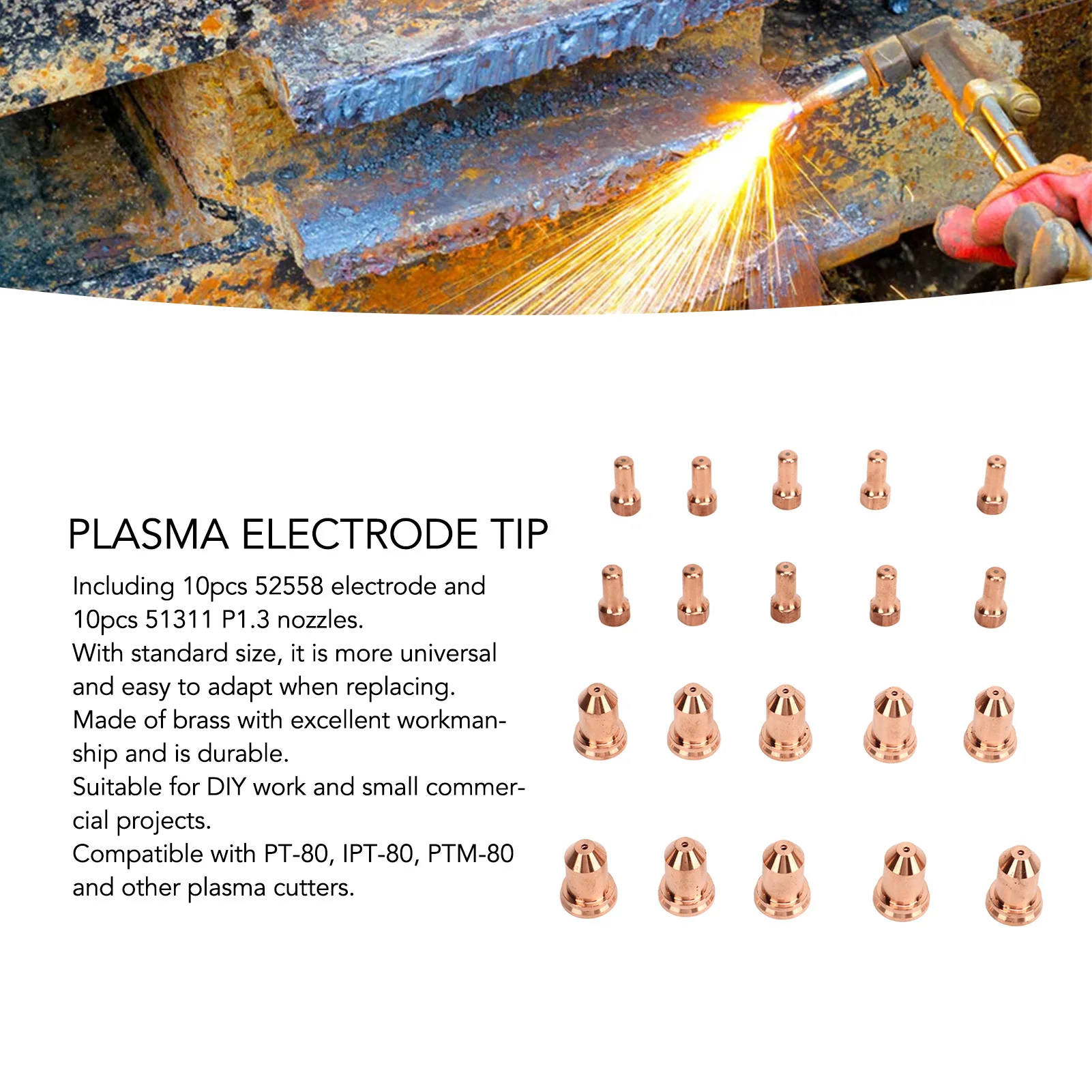 51311 Наконечник плазменного электрода 52558 P1.3 Сопло Латунные расходные материалы