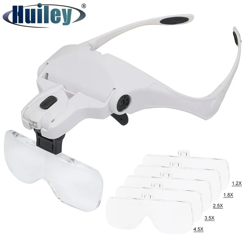 

Headband Magnifier 1X 1.5X 2X 2.5X 3.5X Helmet Magnifying Loupe Illuminated Eye Glasses Watch and Clock Repair with LED Light