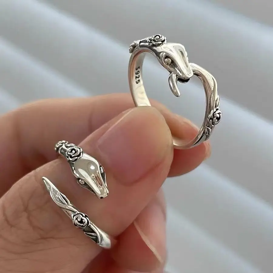 

Retro Snake Ring Female Ins Niche Index Finger Ring Advanced Sense Adjustable Ring Opening Rings for Women