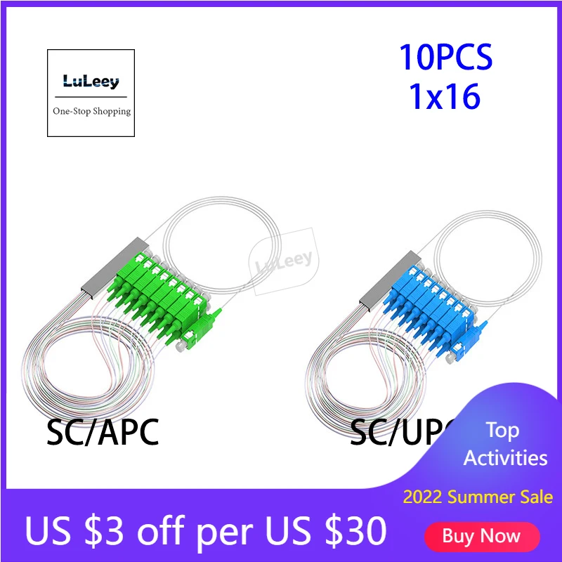 

10pcs 1x16 SC UPC PLC Optical splitter SC APC micro steel pipe high quality FTTH