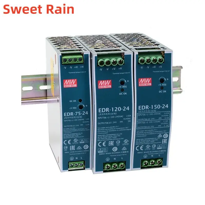 Mean Well EDR-75 120 150 series meanwell 12V 24V 48V DC 75w 120w 150w блок питания промышленного DIN-рейки с одним выходом