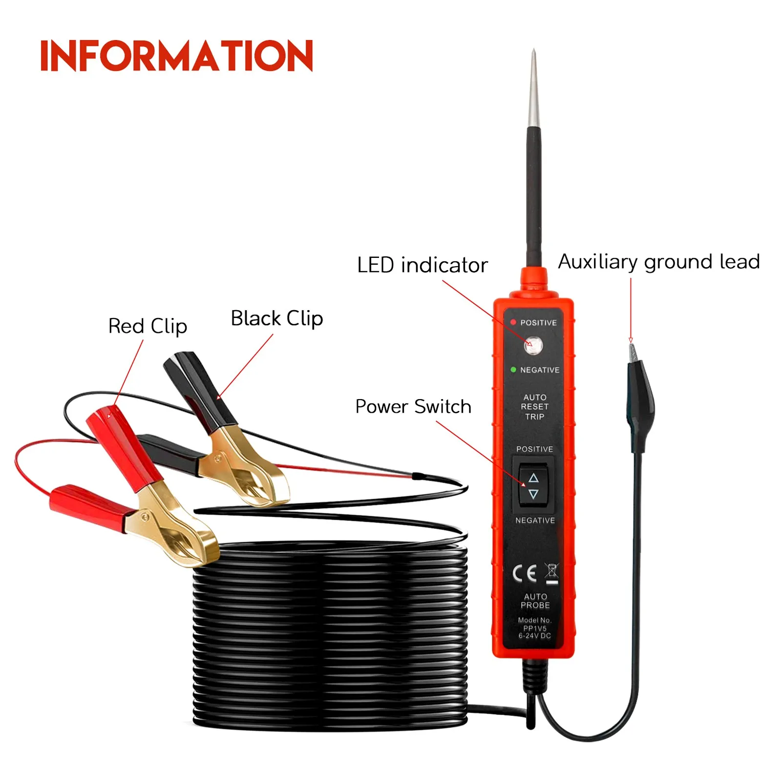 

2022 Hot For Automotive Electric Circuit Tester Car Electrical System Tester 6-24V DC Automotive Multi-function Drive Test Pen