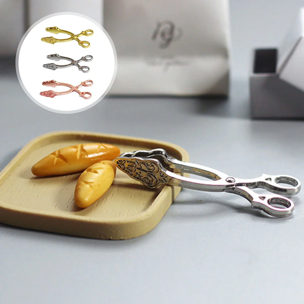 

3Pcs Mini House Dessert Clip Miniature Food Tong Model Mini Scene Layout Adornment