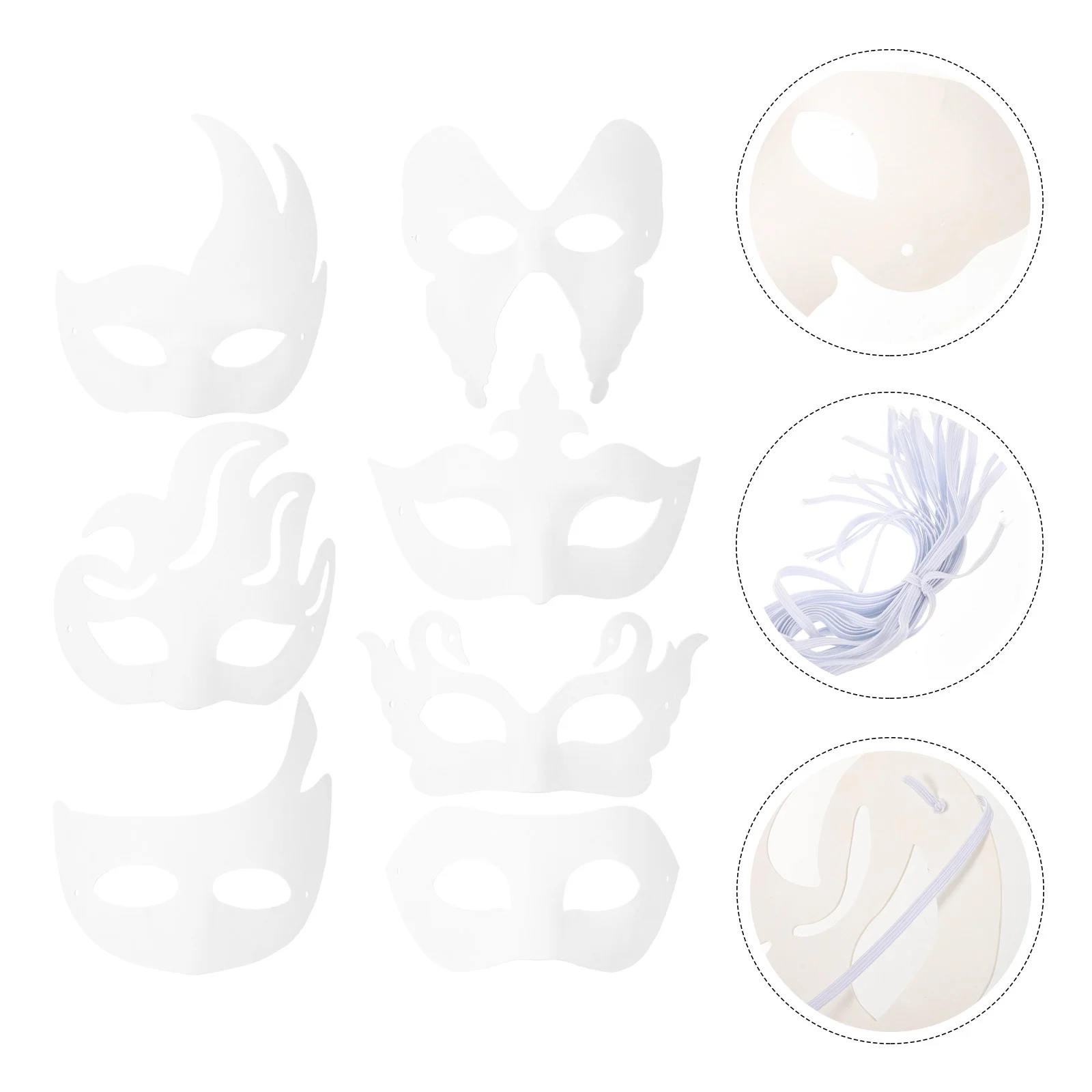 

14Pcs DIY White Paper Masks Half Face Masquerade Masks DIY Pulp Mask Blank Plain Masks Paintable