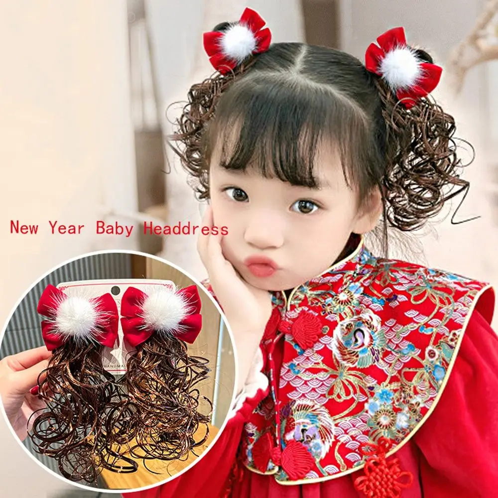 

Style Hair Clip Autumn Winter Headwear Tassels New Year Headdress Child Hair Accessories Baby Wig Hairpin Bow Hairclip