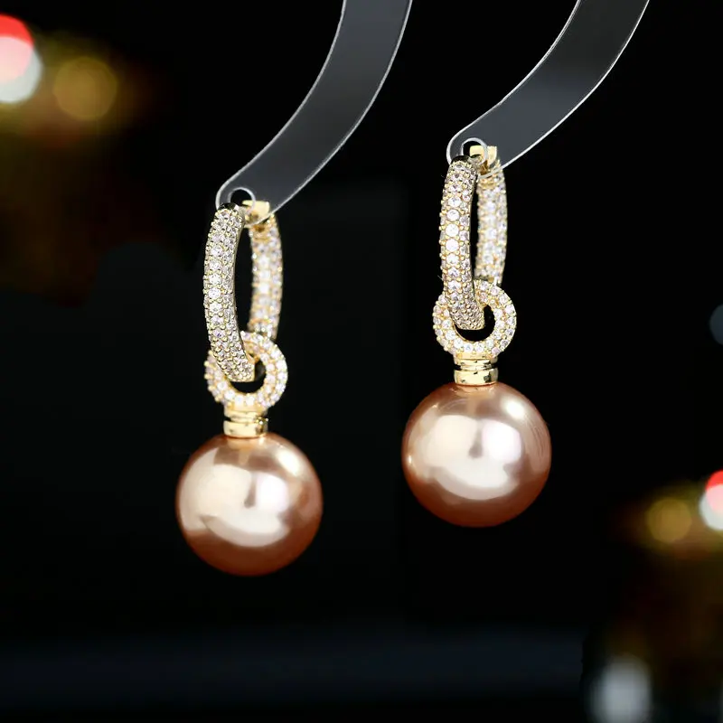 

Bilincolor Korean New Detachable Ring Pearl Earrings for Wedding or Party