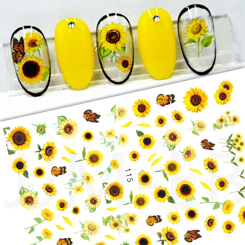 

1pcs Sunflower Nail Stickers Blossom Florals Nail Art Water Decals Transfer Foils Sliders Decorations for Manicure DIY Accessory