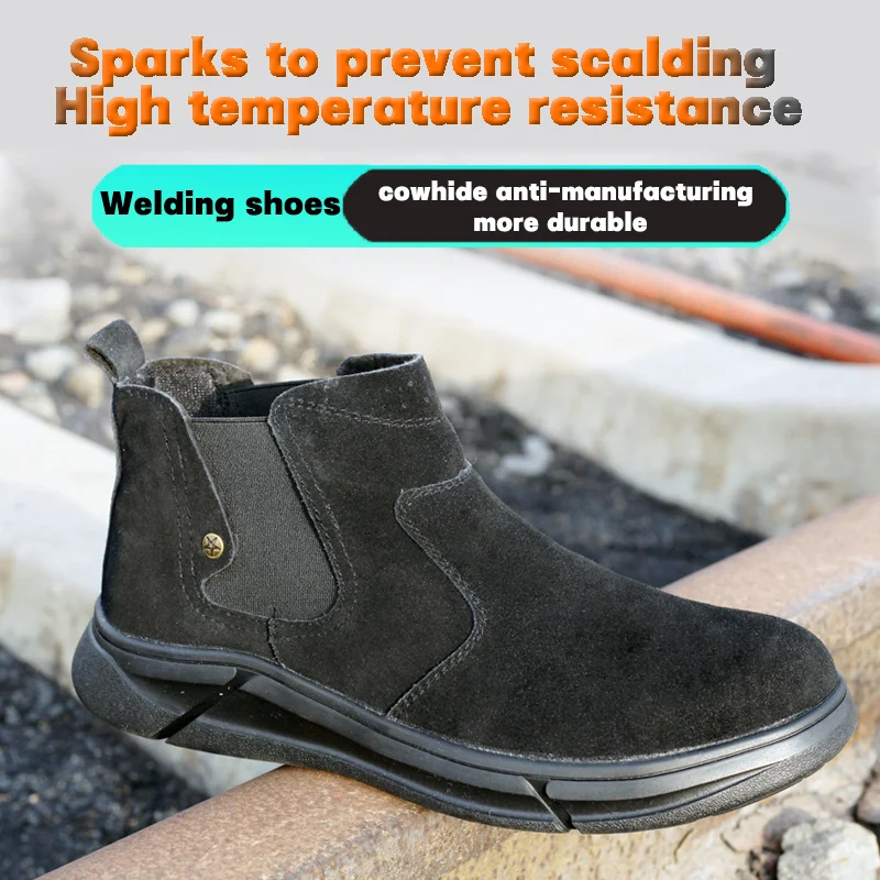 

New 2022 Leather Welder Special Labor Insurance Shoes Men's One-Pedal Anti-Mars Anti-scalding Anti-Scalding High-Top Work Shoes