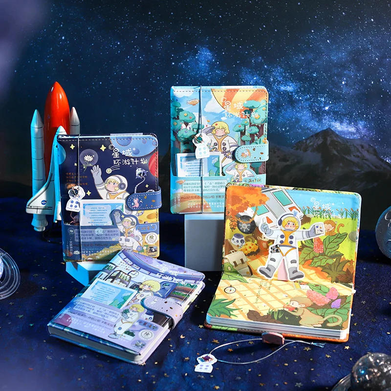 

A1063 Cartoon Astronaut Notebook Kawaii Diary Gift Daily Weekly Planner 2022 Agenda Ballpoint Pen Set Birthday Christmas Gift