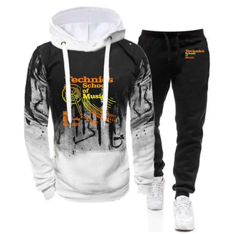 Фото Мужская толстовка с капюшоном Technics Logo Dj Music + повседневные спортивные брюки, осенне-зимняя повседневная толстовка, спортивный костюм, толстовки с капюшоном №3