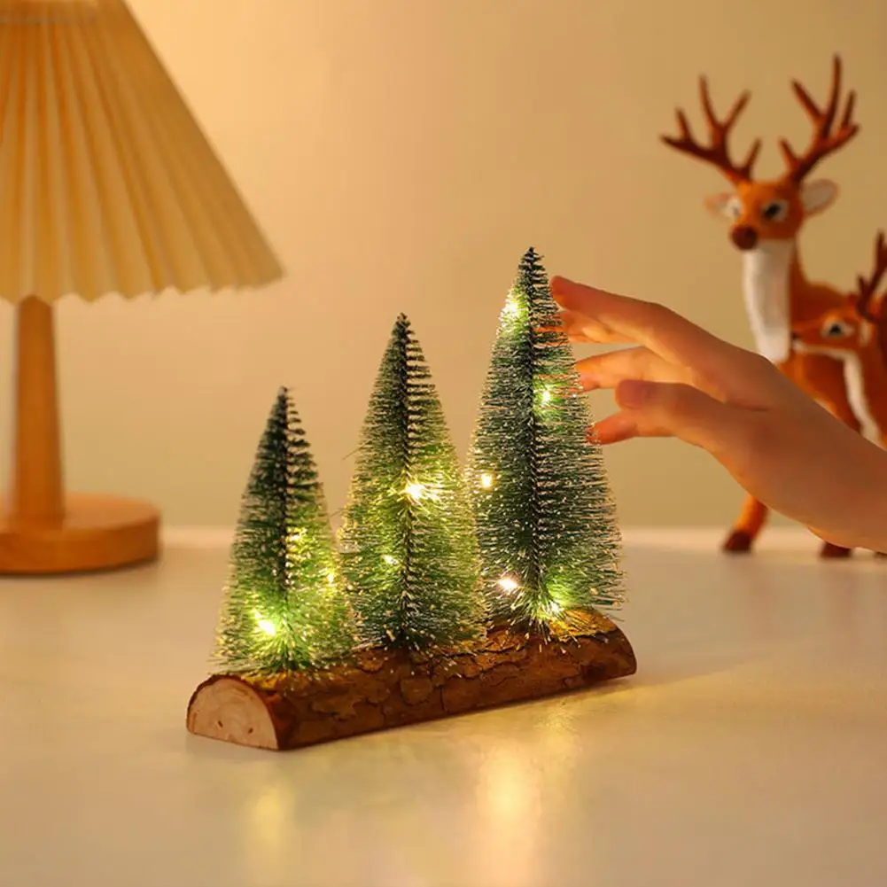 

Long-lasting Desktop Christmas Tree Miniature Glowing Pine Tree Festive Table Decoration for Winter Holiday Home Party Unique
