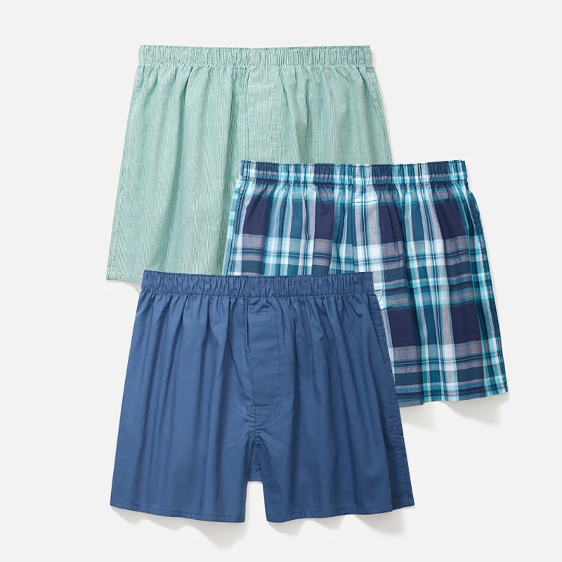 3pcs Mens Underwear XXL Cotton Boxers Shorts Loose Men's Panties Plaid Arrow Pants Classic Stripes Underwear Gay Mens Boxers
