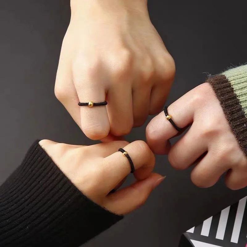 Креативное кольцо 10 шт. Позолоченные красные черные веревочные Переводные кольца из бусин для мужчин женщин мужчин ручная работа веревка золотые бусины для сохранения цвета