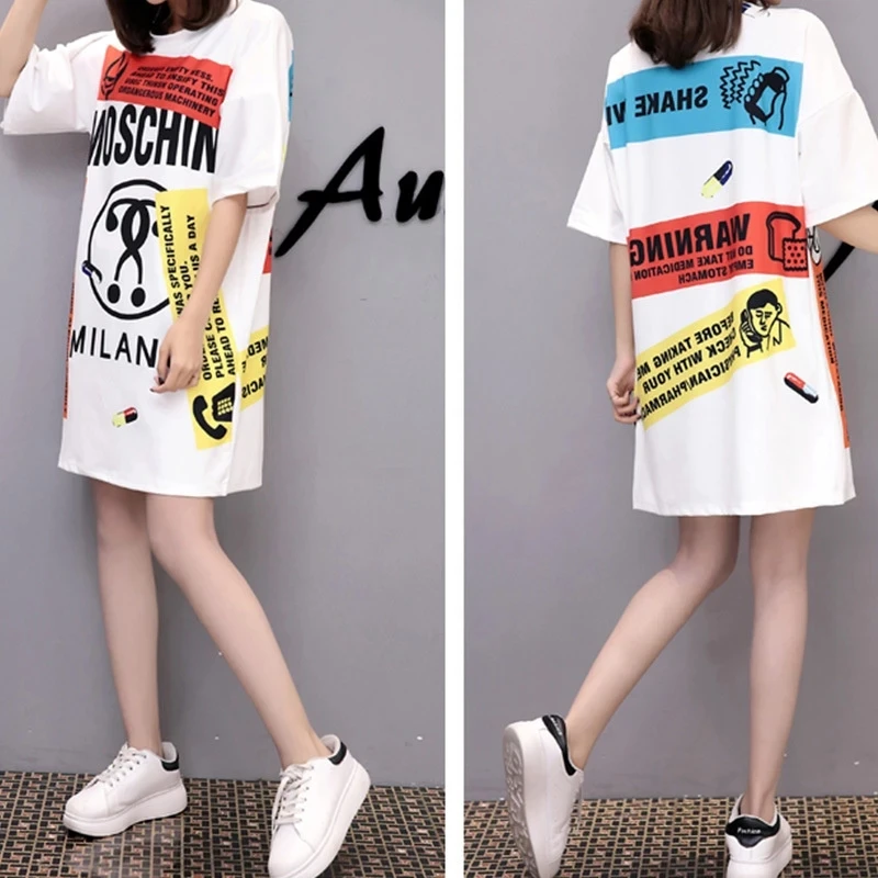 Женская футболка с коротким рукавом и круглым вырезом свободного покроя |