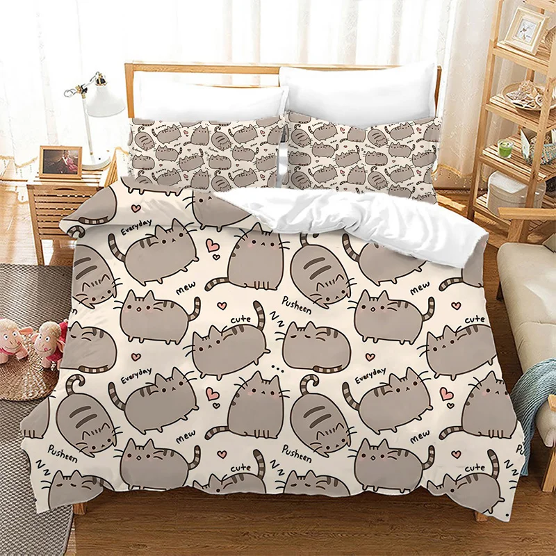 Покрывала Pusheen мультфильм аниме кошки Постельное белье 2/3 шт. комплект