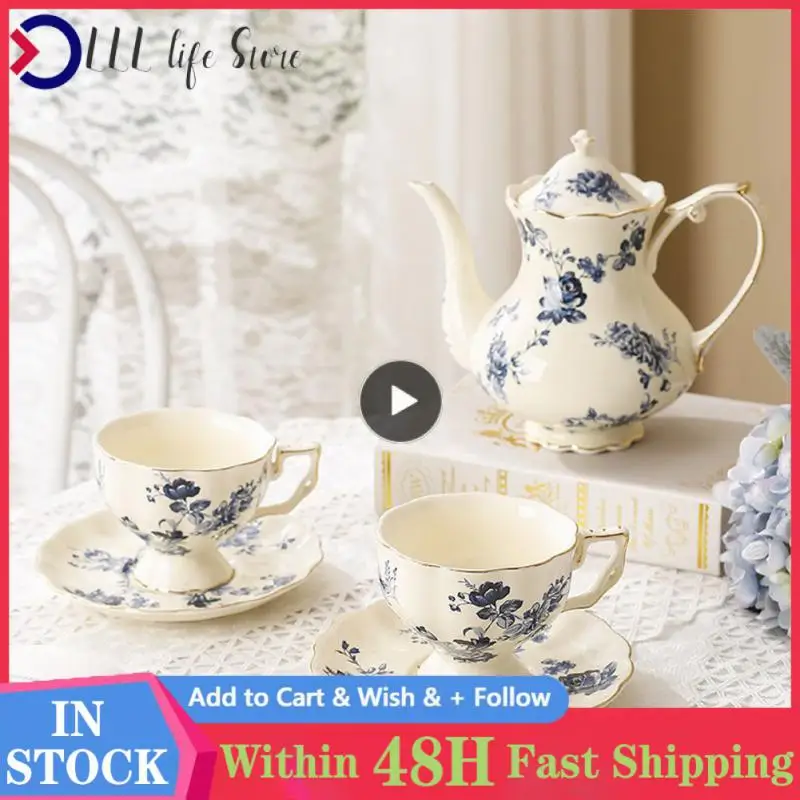 Retro Coffee Mugs High Beauty European Style Bone China Cups And Saucers Gold Rimmed Ceramic Tea Cups And Saucers Set Gift Box