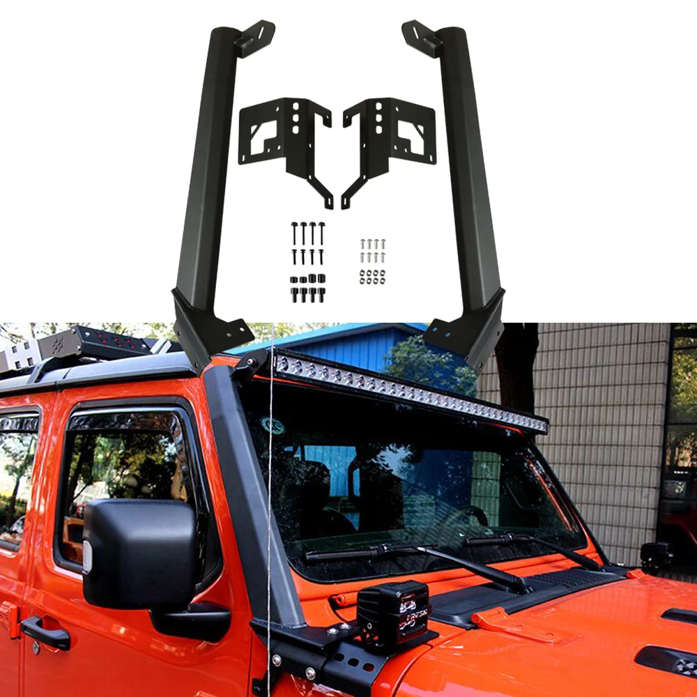 Windshield Frame Mounting Bracket for Jeep Wrangler JL 52Inch Light Bar LANTSUN JL1053