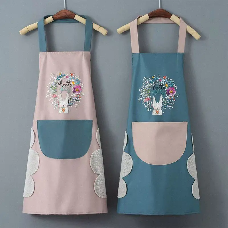 

Household Kitchen Cooking Apron Hand-wiping Oil-proof Waterproof Men Women Adult Waist Fashion Coffee Overalls Wipe Hand Apron