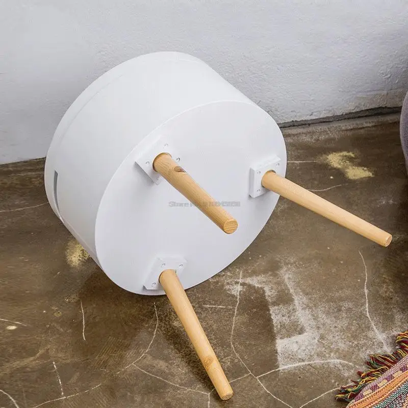 Современная простая маленькая круглая деревянная подставка под кровать поднос