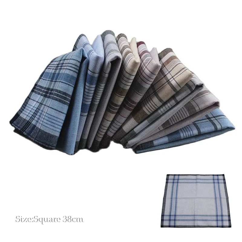 5PCS/lot Popular Square Handkerchief For Men Gentlemen stripe Pocket Cotton Towel For New Year Wedding Party Christmas Gift