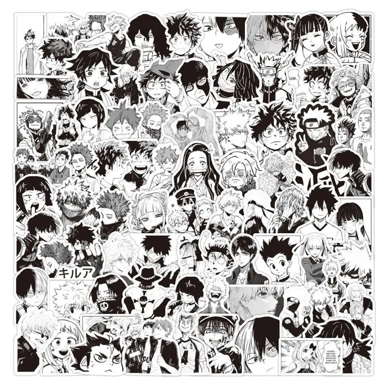 

5/50/100Pcs Anime Naruto Sticker Skateboard Luggage Notebook Waterproof Graffiti Sticker Black White Simple Cool Toys Gifts Mix
