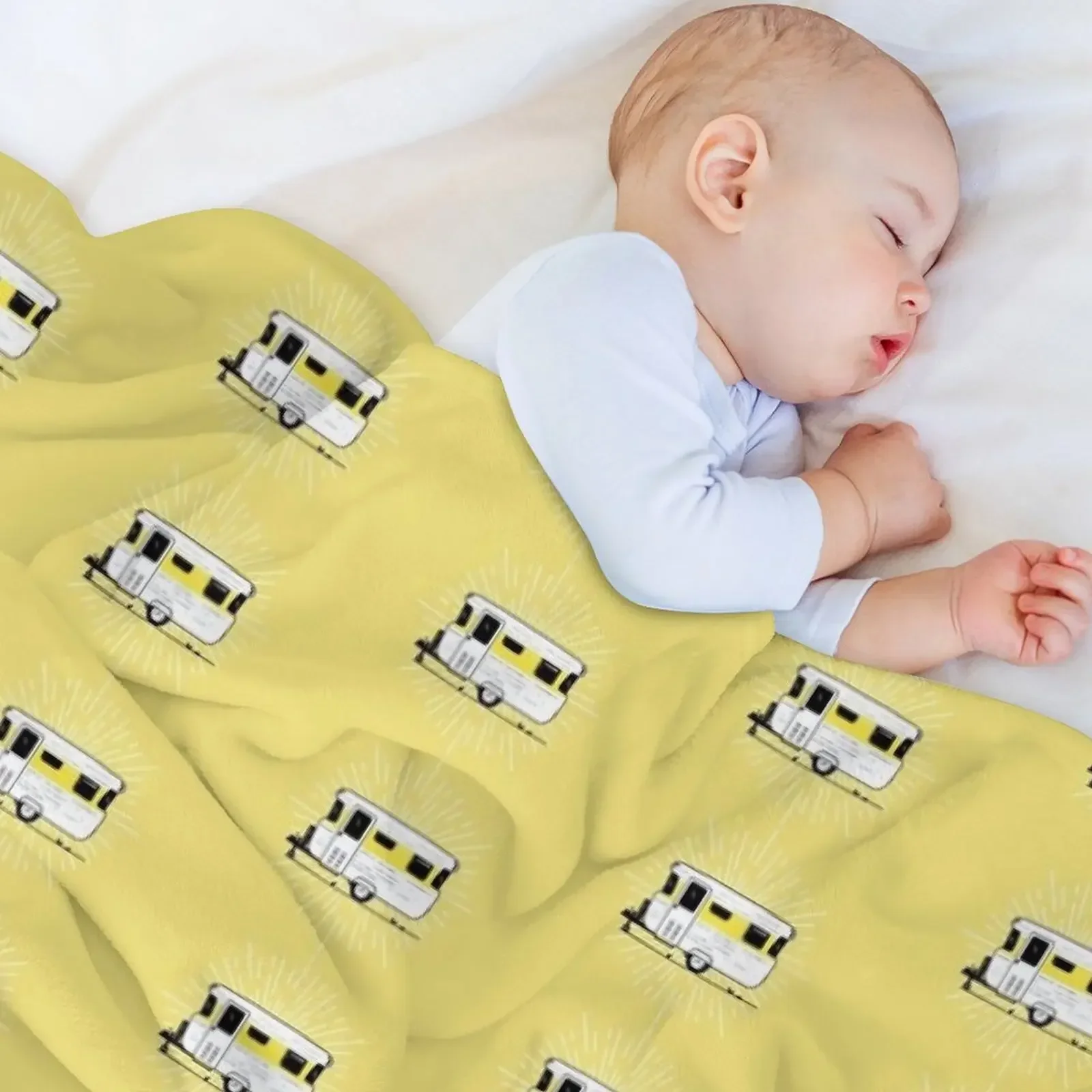 Иллюстрация фургона Viscount-желтое одеяло забавный подарок теплые зимние одиночные