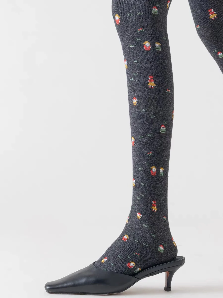 Весенне-осенние женские винтажные вязаные леггинсы в японском стиле Mori Girls Color Block