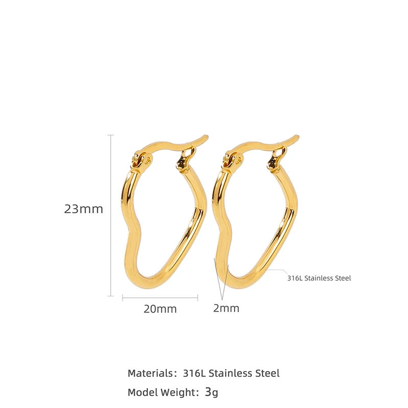 Женские Большие Висячие Серьги В Форме Сердца - 18-каратное Позолоченное