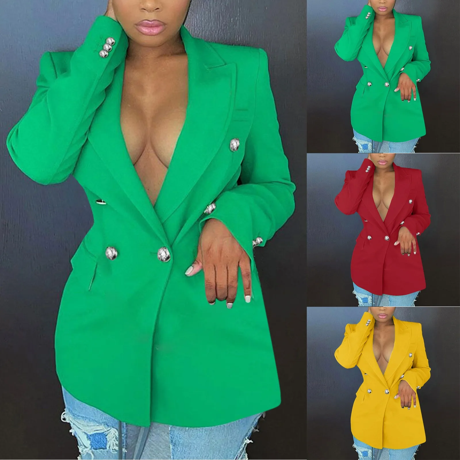 

Осень-зима 2022 женский тонкий двубортный однотонный модный костюм с длинным рукавом пальто Длинное Пышное пальто для женщин