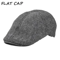 flat cap winter for mens beret gray herringbone ivy newsboy british vintage mens peaked driving retro autumn male classic cap