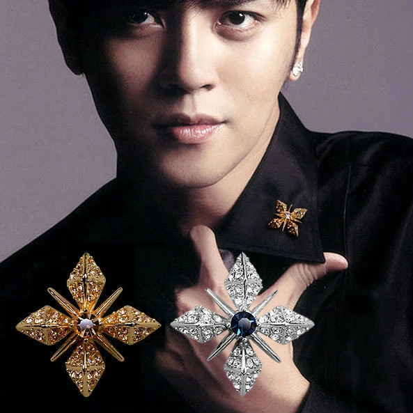 

Crystal Rhinestone Shirt Brooches Broche Lapel Pins Collar Buckle Suit Gold Brooch Men Women Brooch Suit Shirt Accessories Gifts