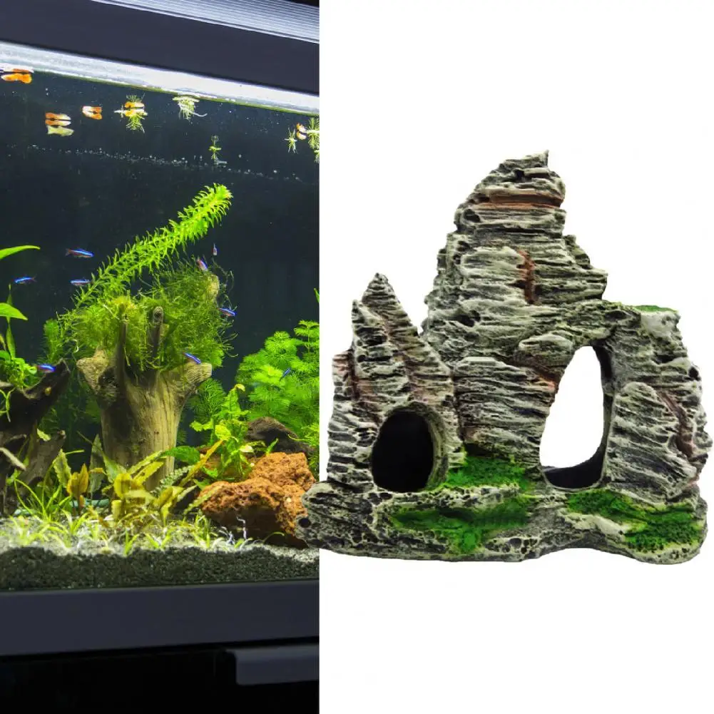 

Fun Reptile Cave Realistic with Holes Fish Tank Resin Rock Hiding Cave Stone Resin Hiding Cave