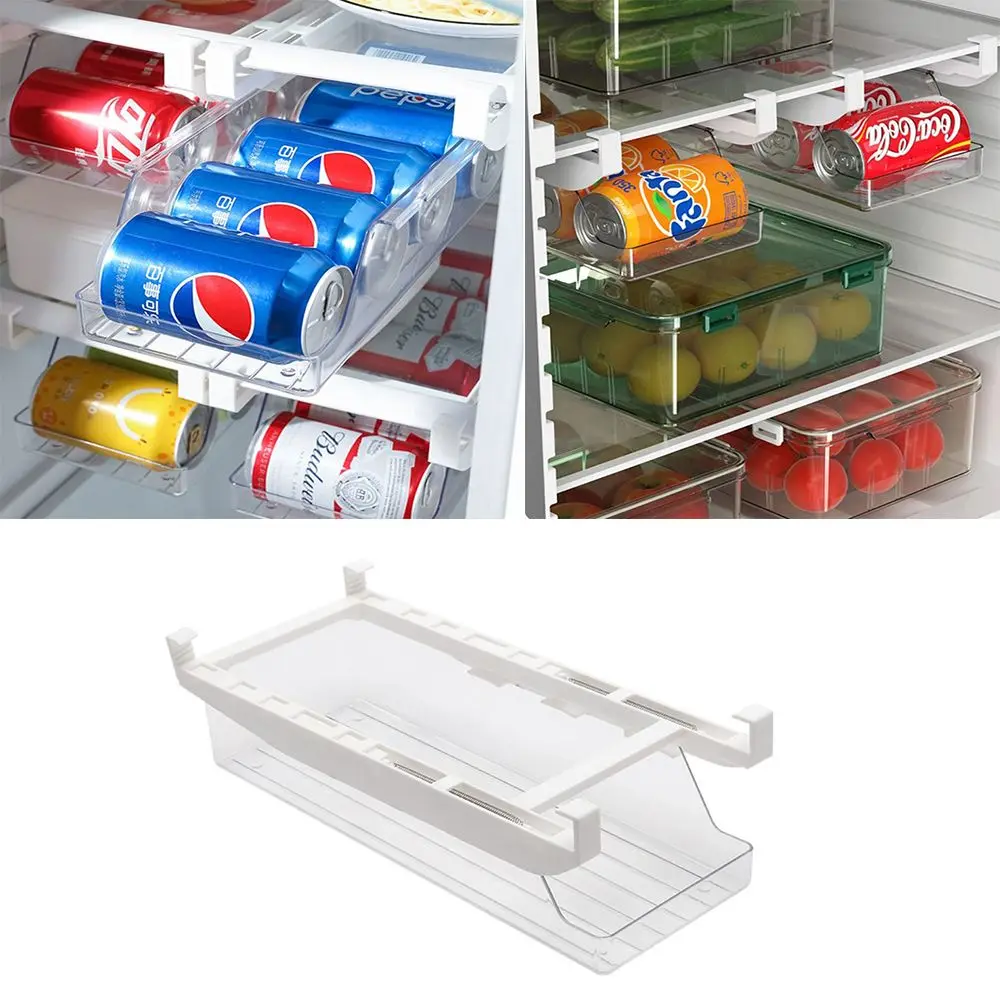 Clear Hanging Fridge Organizer Plastic Slide Refrigerator Drawer Box Inclined Fresh-keeping Refrigerator Storage Rack