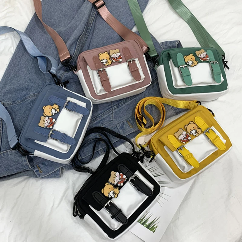 New Canvas Women's Crossbody Bags Fashion Belt Decorative Cloth Bag Korean Style One-shoulder Bags Diagonal Small Square Bags