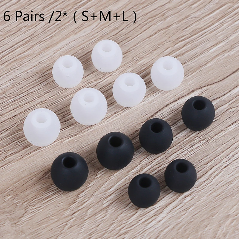 

6 Pairs / 2 * (s + M + L) Universal Earphone Head Hole Earplug Silicone Rubber Earphone Silicone Ear Cap