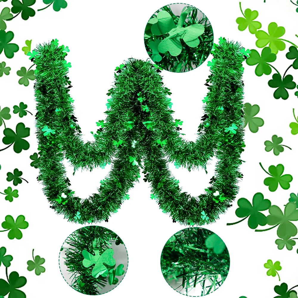 

2023 New St. Patrick's Day Green Woolen Stripe Festival Party Atmosphere Decoration Irish Clover Pendant Lucky Grass Party Gifts