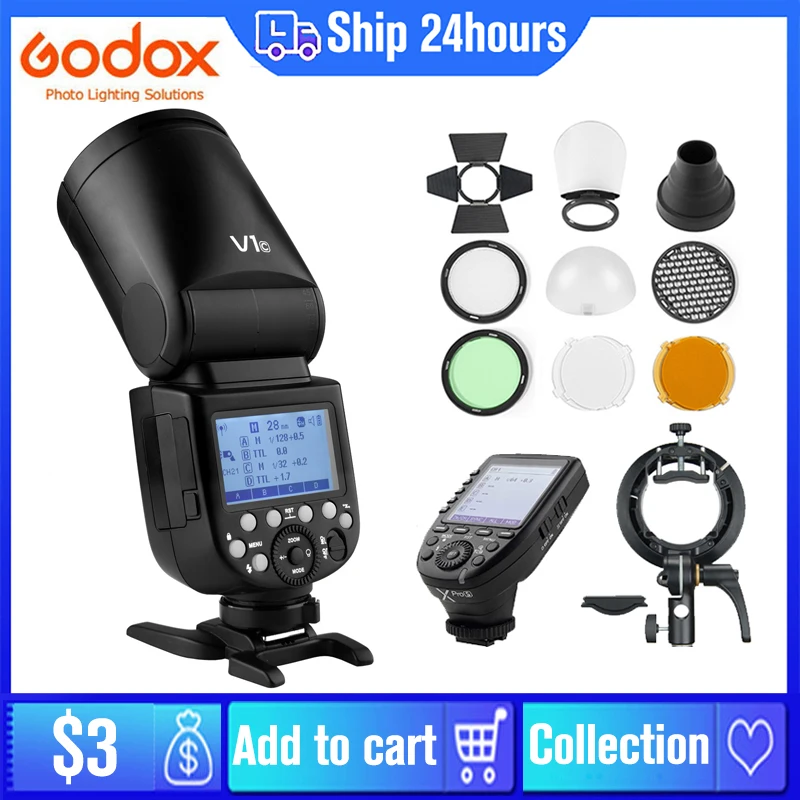 Godox V1 Flash V1S/V1N/V1C/V1F TTL Li-ion Round Head Camera Speedlight Studio Flash For Sony Nikon Canon Fujifilm Olympus Pentax