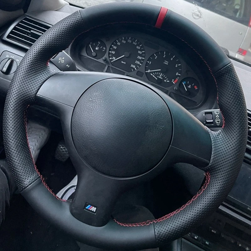 

Hand Sewing Customized Anti-Slip Genuine leather Car Steering Wheel Braid Cover For BMW 330i 540i 525i 530i 330Ci E46 M3 E39
