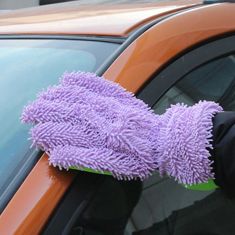 

2 in 1 Car Wash Gloves Ultrafine Fiber Chenille Microfiber Mitt Soft Mesh Backing No Scratch for Car Wash and Cleaning 1pcs